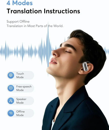 UYUXO AI Language Translation Earbuds Real Time OWS Headphones Translator 144 Languages & Accents for Business Travel Learning