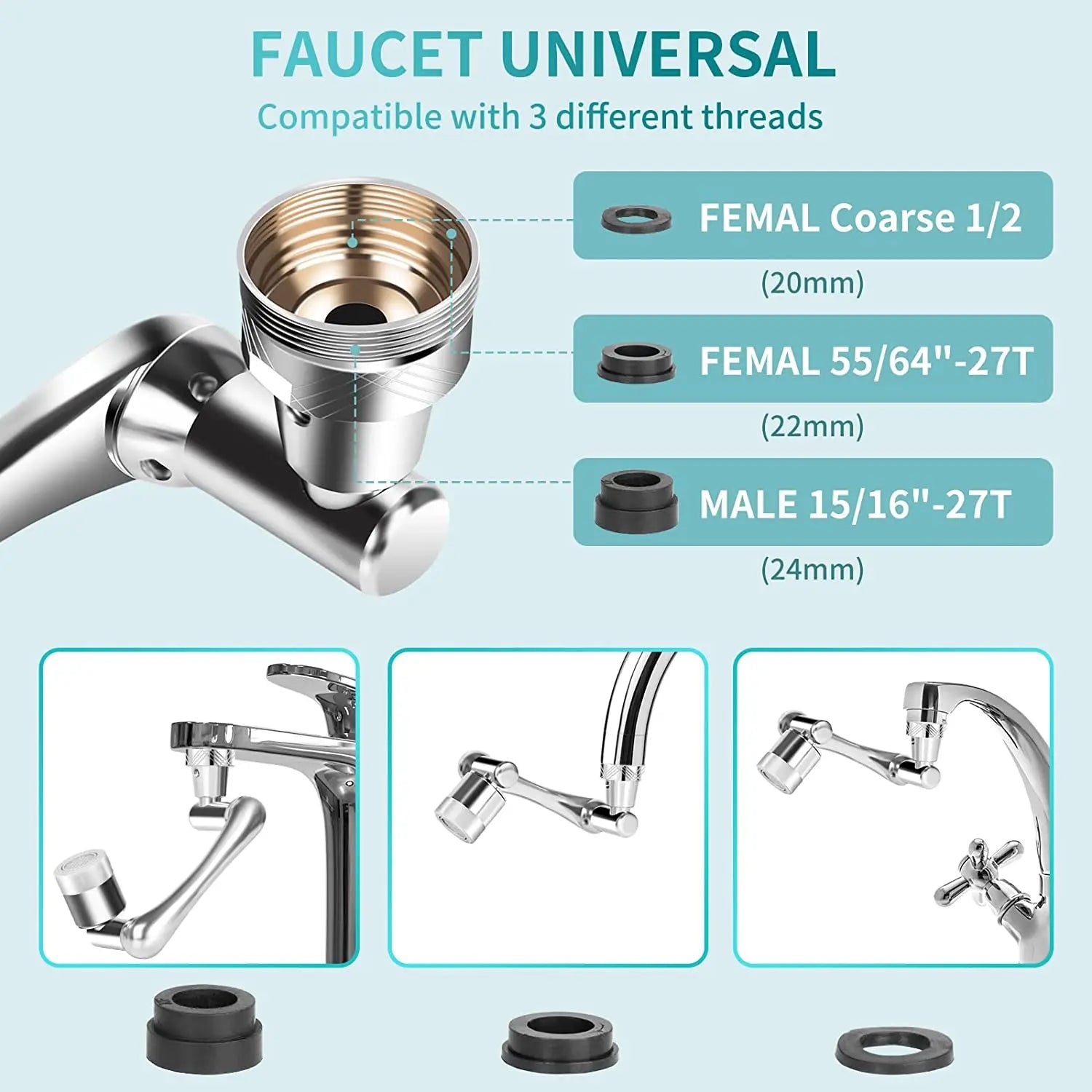 VIP Link Universal 1080° Rotation Faucet Extender with Filter Tap Aerator 2 Modes Splash Filter Faucet Extender