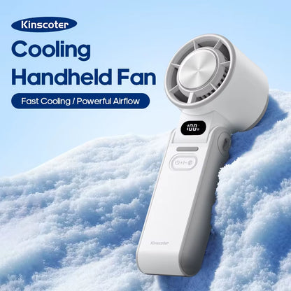 High-Speed Rechargeable Handheld Fan with 3600mAh Battery, Adjustable Wind Speeds, and Mini Foldable Design